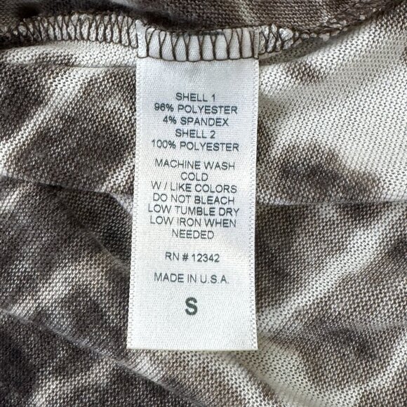 Coin 1804 Womens Brown Tie Dye 3/4 Sleeve Blouse Fringe Trim Sheer Panel Size S - Picture 6 of 14